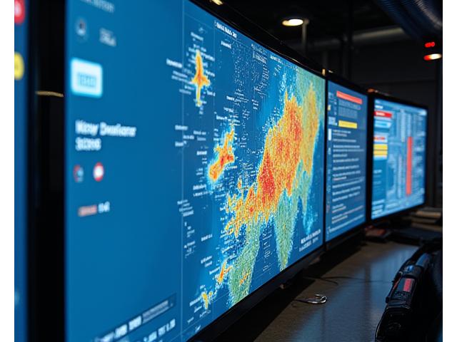 Mapa de calor interativo mostrando áreas de alta concentração de peixes com base em dados históricos e condições oceanográficas atuais.