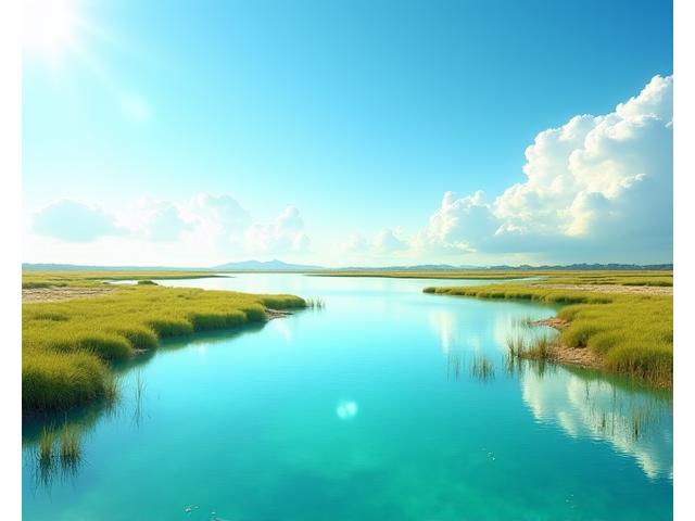 Estuario da Ria Formosa em Portugal com aves marinhas e águas límpidas