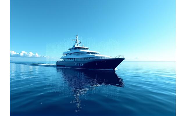 Navio de pesca comercial com dados no oceano