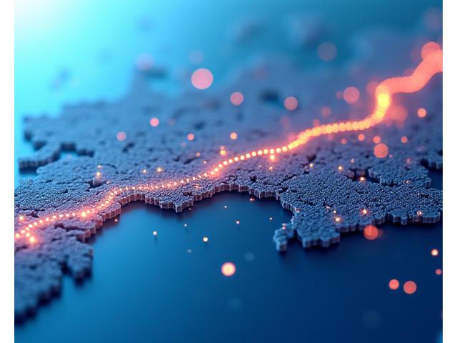 Representação abstrata de uma jornada de dados em forma de onda com pontos de marcos, sobreposta por um mapa de Lisboa e o Oceano Atlântico, simbolizando crescimento e inovação.